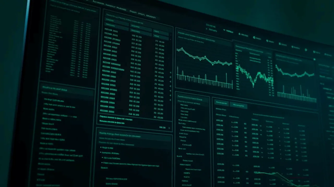 Tablero de datos en tiempo real con gráficos sobre fondo oscuro